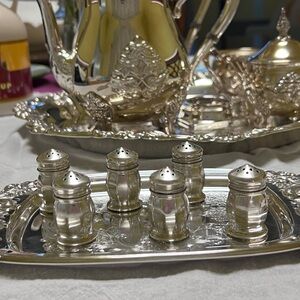 Vintage Sterling Silver Salt and Pepper Shakers. (tray is not on sale), 2 oz